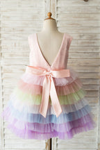Vestido de tul de corte A hasta la rodilla (2003227679) 
