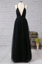 Deep V-neck Tulle Prom Dress