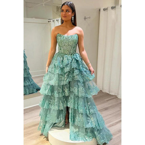 Robe de bal de fin d'année scintillante, sans manches, à épaules dénudées et fente latérale