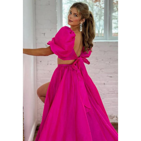 Vestido de fiesta formal elegante, sexy, cuadrado, corte A, mangas cortas, sin espalda