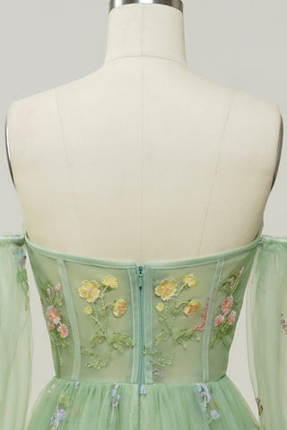 Elegant Black Off The Shoulder Long Sleeves A-Line Prom Dress