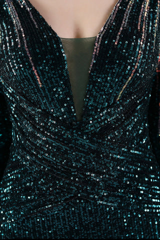 Robe de soirée à manches longues et sequins