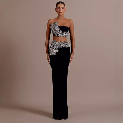 Bandage Dress Set with Rhinestone Details Prom Dress