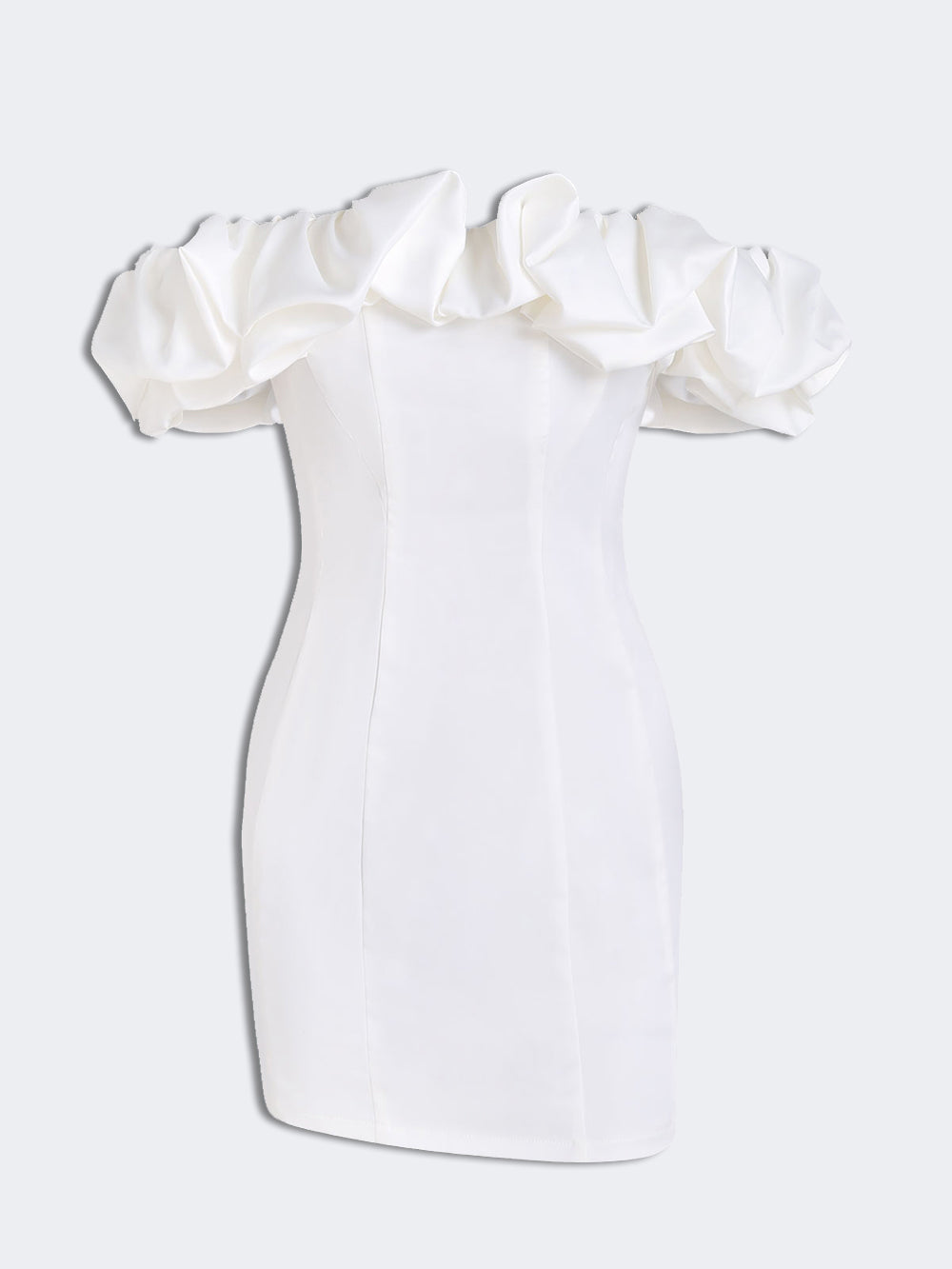 Robe mini bustier en satin à volants 