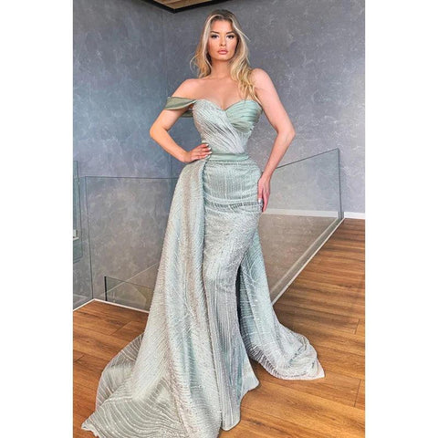 Elegant Luxurious Off-Shoulder Cap Sleeves Mermaid Party Prom Dress