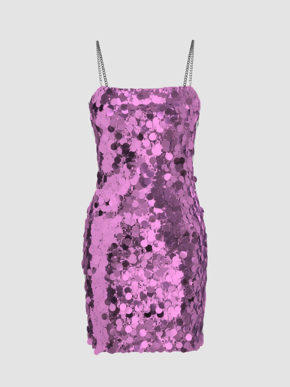 Robe asymétrique à sequins et chaînes 
