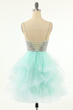 Vestido de fiesta de tul con escote en V y corte en A
