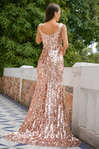 Champagne Sequins Prom Dress