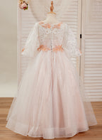 Vestido de baile/princesa de encaje y tul rosa hasta el suelo (2003227890) 