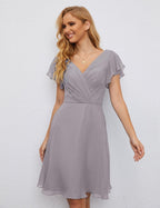 Robe de soirée dos nu, robe de bal formelle, longueur genou, manches courtes, robe de cocktail 28077 