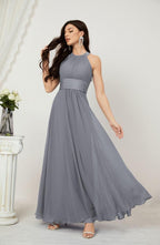 Robe de soirée formelle Baoleely en mousseline de soie, col licou, longue, sans manches, robe de demoiselle d'honneur 2802 