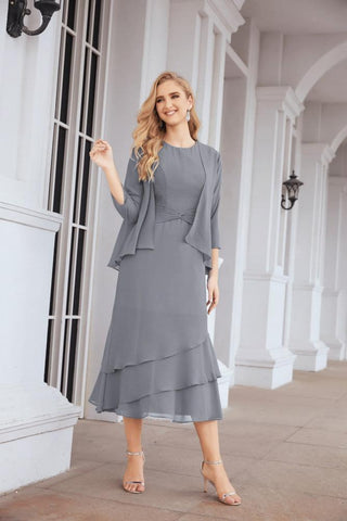 Vestido de fiesta formal de dos piezas corte A para la madre de la novia Sunderly SY28072