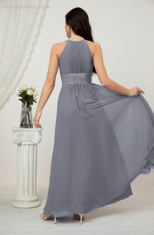 Robe de soirée formelle Baoleely en mousseline de soie, col licou, longue, sans manches, robe de demoiselle d'honneur 2802 