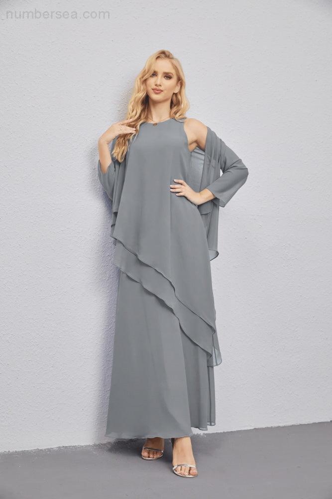 Vestidos de madre de la novia con cárdigan ligero abierto al frente, vestido formal de fiesta 28081 