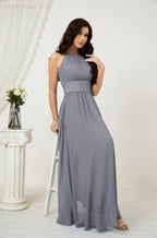 Robe de soirée formelle Baoleely en mousseline de soie, col licou, longue, sans manches, robe de demoiselle d'honneur 2802 