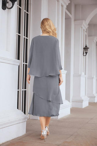 Vestido de fiesta formal de dos piezas corte A para la madre de la novia Sunderly SY28072