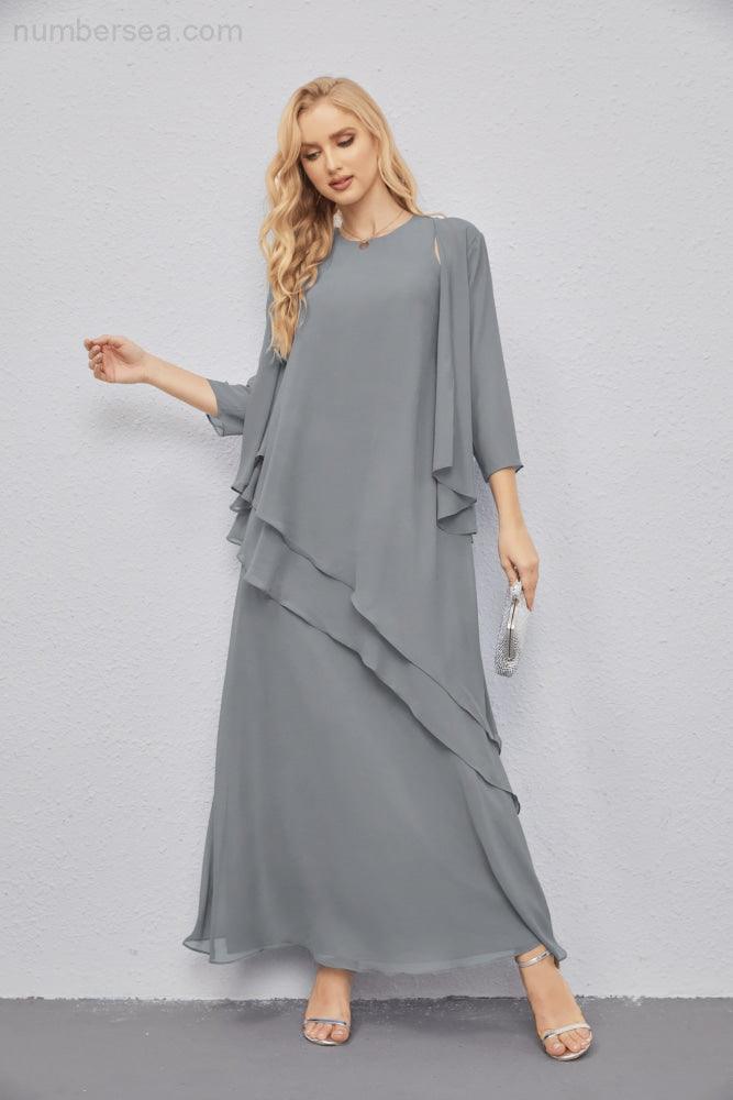 Vestidos de madre de la novia con cárdigan ligero abierto al frente, vestido formal de fiesta 28081 
