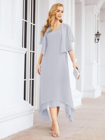 Vestido de fiesta formal de dos piezas corte A para la madre de la novia Sunderly SY28073