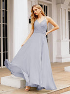 Baoleely Halter Chiffon Bridesmaid Dresses Wedding Appare Sleeveless Formal Prom Dress with Ruffled Back 28035