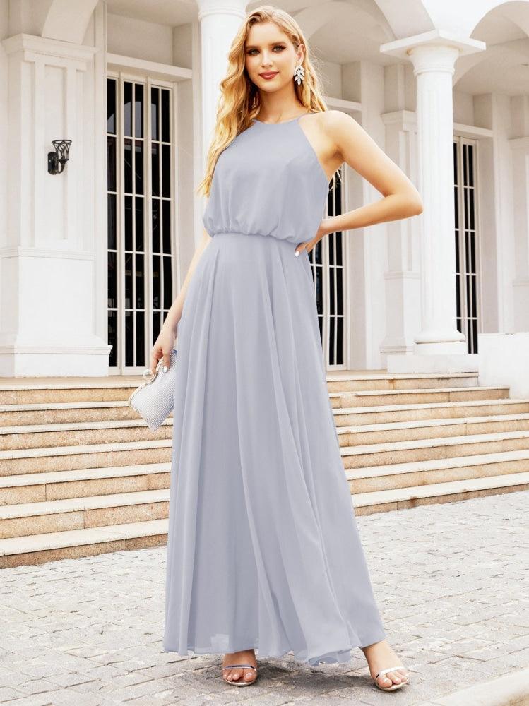 Baoleely  Halter Long Bridesmaid Dresses Formal A line Juniors Dress 28029