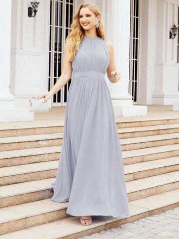 Baoleely Halter Bridesmaid Dress Empire Waist Formal Evening Prom Gown for Mother of The Bride 28030