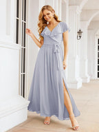 Bridesmaid Dresses with Flutter Sleeves Formal Evening Party Prom Gowns 28044