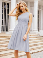 Robe de bal courte plissée asymétrique, robe de soirée formelle 28046 