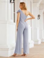 Baoleely Women's One Shoulder Long Jumpsuit Formal Evening Dress Long Bridesmaid Dresses Pants Wedding Party 28034