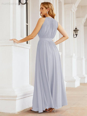Baoleely Halter Bridesmaid Dress Empire Waist Formal Evening Prom Gown for Mother of The Bride 28030