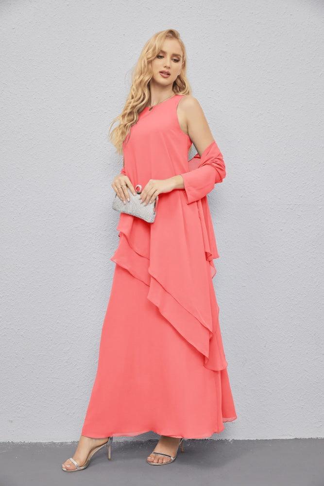 Vestidos de madre de la novia con cárdigan ligero abierto al frente, vestido formal de fiesta 28081 