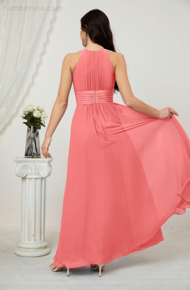 Robe de soirée formelle Baoleely en mousseline de soie, col licou, longue, sans manches, robe de demoiselle d'honneur 2802 