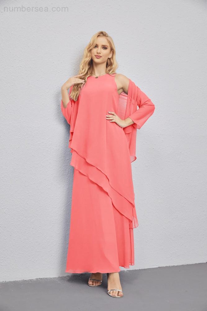Vestidos de madre de la novia con cárdigan ligero abierto al frente, vestido formal de fiesta 28081 