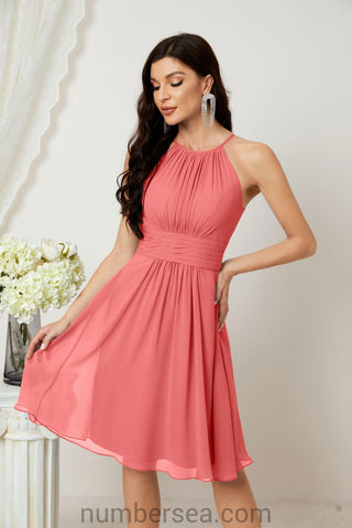Vestidos de fiesta de bienvenida con cuello halter, vestido formal de cóctel para noche 28011 
