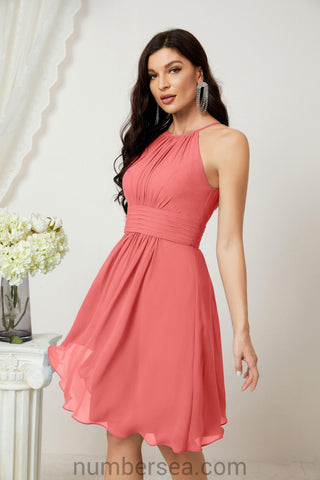 Vestidos de fiesta de bienvenida con cuello halter, vestido formal de cóctel para noche 28011 