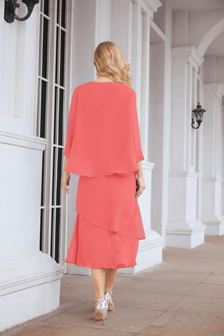 Vestido de fiesta formal de dos piezas corte A para la madre de la novia Sunderly SY28072