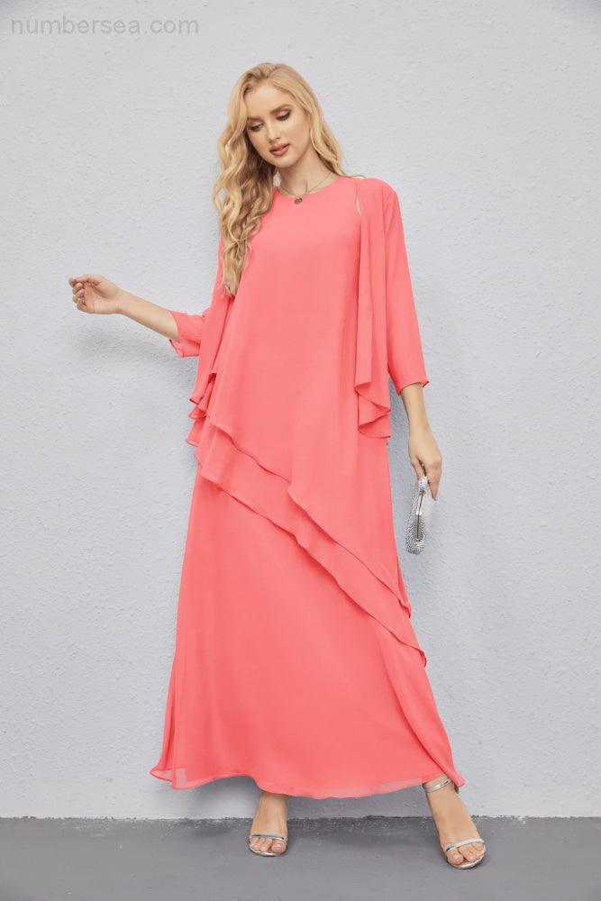 Vestidos de madre de la novia con cárdigan ligero abierto al frente, vestido formal de fiesta 28081 