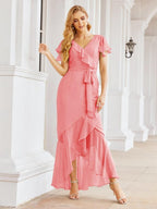 Baoleely Ruffled Bridesmaid Dresses Mermaid Formal Violin Evening Party Prom Gowns 28042