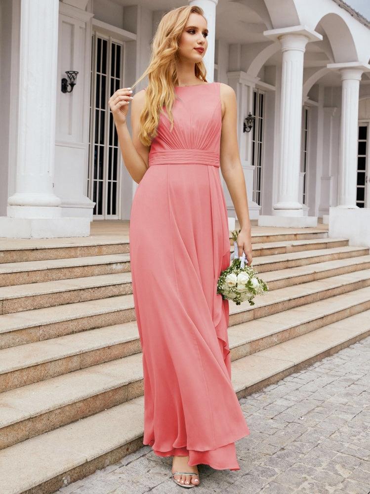 Baoleely Bridesmaid Dresses for Wedding Ruffles Long Formal Prom Gowns 28039