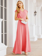 Robe de demoiselle d'honneur Sunnderly, robe de bal formelle à cape, robe dos nu pour la mère de la mariée SY28058 