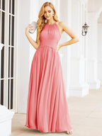 Baoleely Sleeveless Bridesmaid Dresses Long Prom Gown Zipper with Keyhole Back 28056