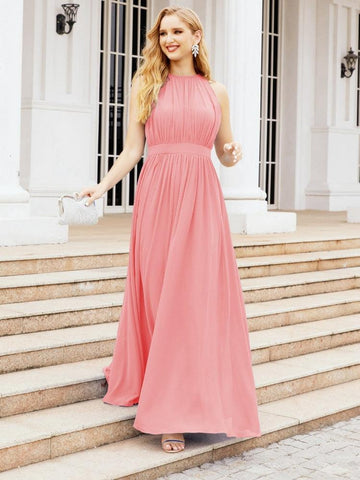 Baoleely Halter Bridesmaid Dress Empire Waist Formal Evening Prom Gown for Mother of The Bride 28030