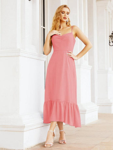 Baoleely Blackless Strap Bridesmaid Dress Ankle Length 28028