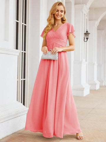Baoleely Formal Prom Gowns for Mother of The Bride Cap Sleeves Bridesmaid Dress 28047