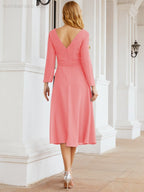 Robe de demoiselle d'honneur dos nu en V avec ceinture à la taille - Mère de la mariée - Invitée au mariage SY28031