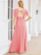 Robe de demoiselle d'honneur Sunnderly, robe de bal formelle à cape, robe dos nu pour la mère de la mariée SY28058 