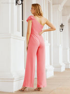 Baoleely Women's One Shoulder Long Jumpsuit Formal Evening Dress Long Bridesmaid Dresses Pants Wedding Party 28034