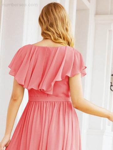 Vestidos de dama de honor con mangas abullonadas para fiesta formal de noche y graduación 28044 