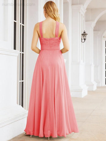 Baoleely Crisscross Halter Bridesmaid Dresses for Party Wedding Evening Prom Maxi Ball Gowns 28053