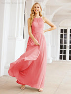 Baoleely Sleeveless Bridesmaid Dresses Long Prom Gown Zipper with Keyhole Back 28056