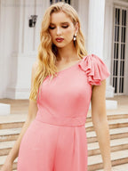 Baoleely Women's One Shoulder Long Jumpsuit Formal Evening Dress Long Bridesmaid Dresses Pants Wedding Party 28034